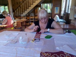 Работа над подвесными пеленами в храм 40 мучеников